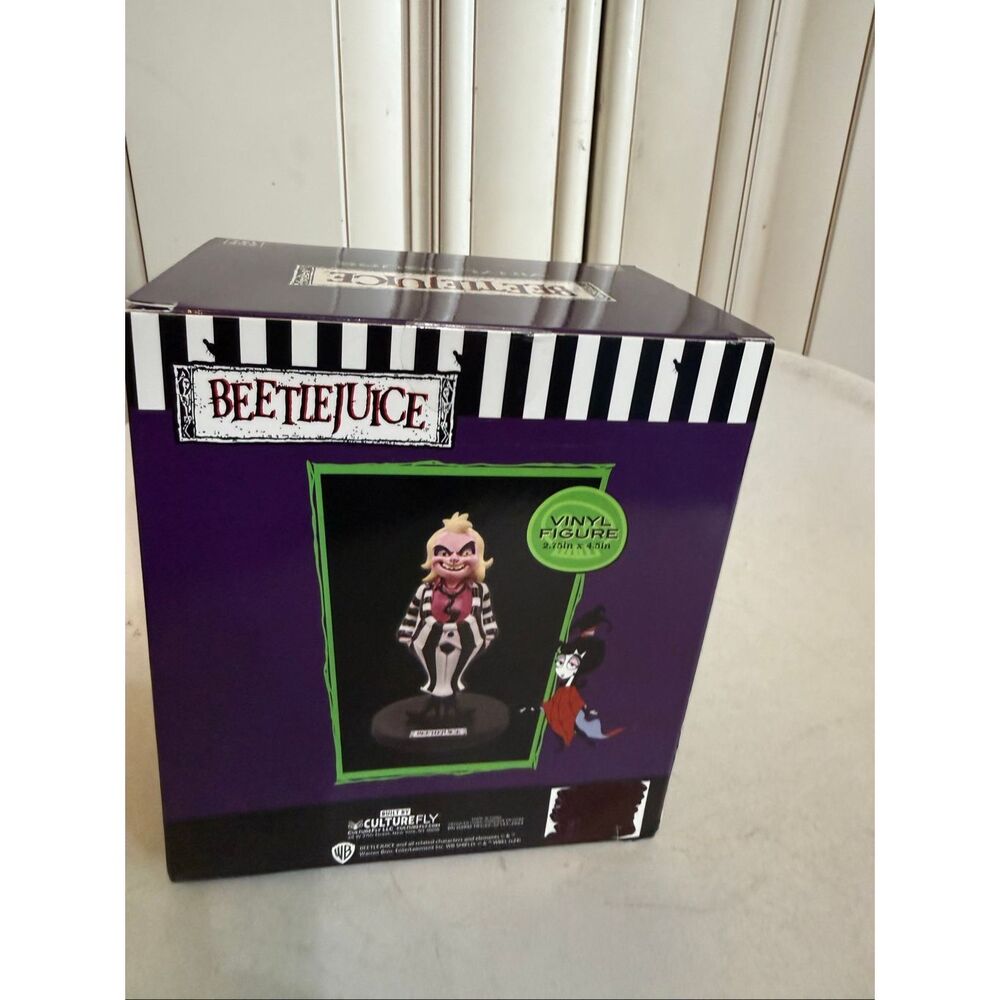 Beetlejuice CultureFly Vinyl Action Figure Collectible Toy Black White NWOT - Picture 5 of 8